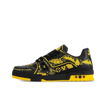 LOUIS VUITTON Trainer Slip Resistant Low Top Skateboard Shoes Men's Black Yellow