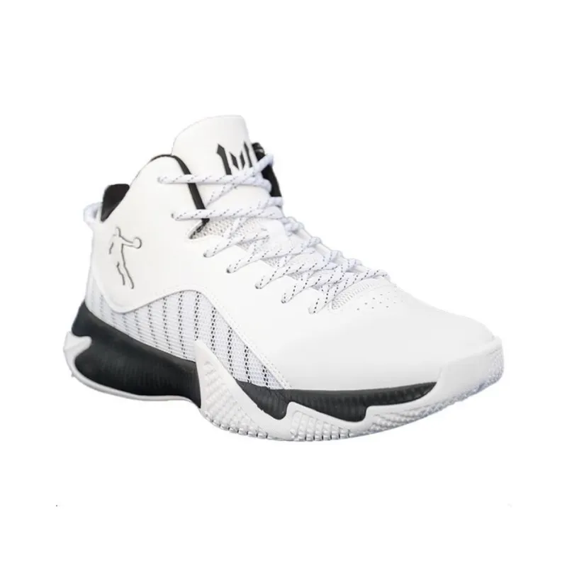 QIAODAN Cushioned Slip Resistant Low Top Basketball Shoes Men's Black White-1
