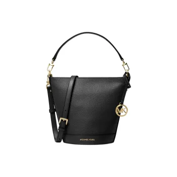 MICHAEL KORS Litchi Grain Leather Bucket Bags One Shoulder Handbag Crossbody Bag Small Size Women's Black