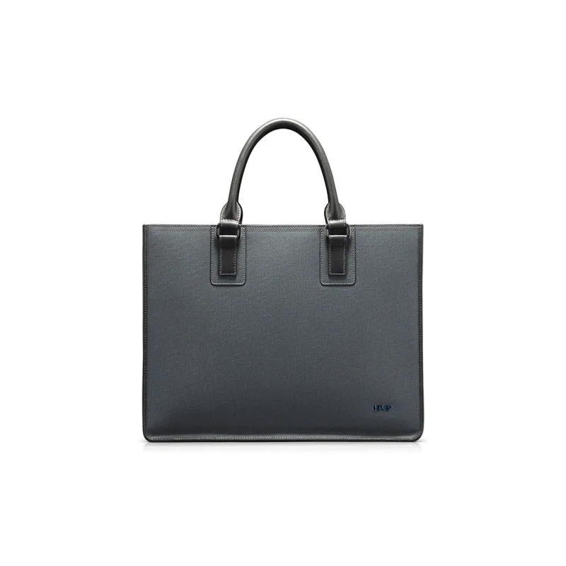 BVP Briefcases Italy Version 3D Fabric Texture Cow Leather Gentleman Gray-1