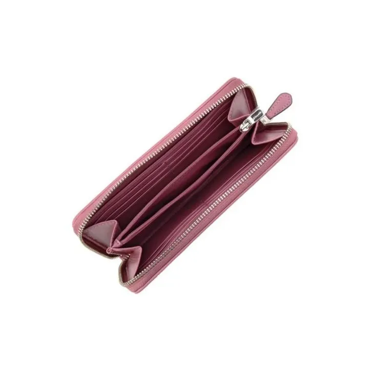 COACH Accordion Zip Artificial Leather With Leather Wallet Small Size Women's Purple-2