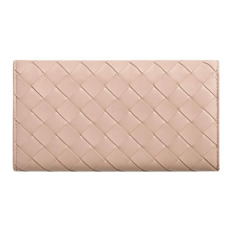 Bottega Veneta Lambskin Wallet Large Size Women's Lotus Colored-1