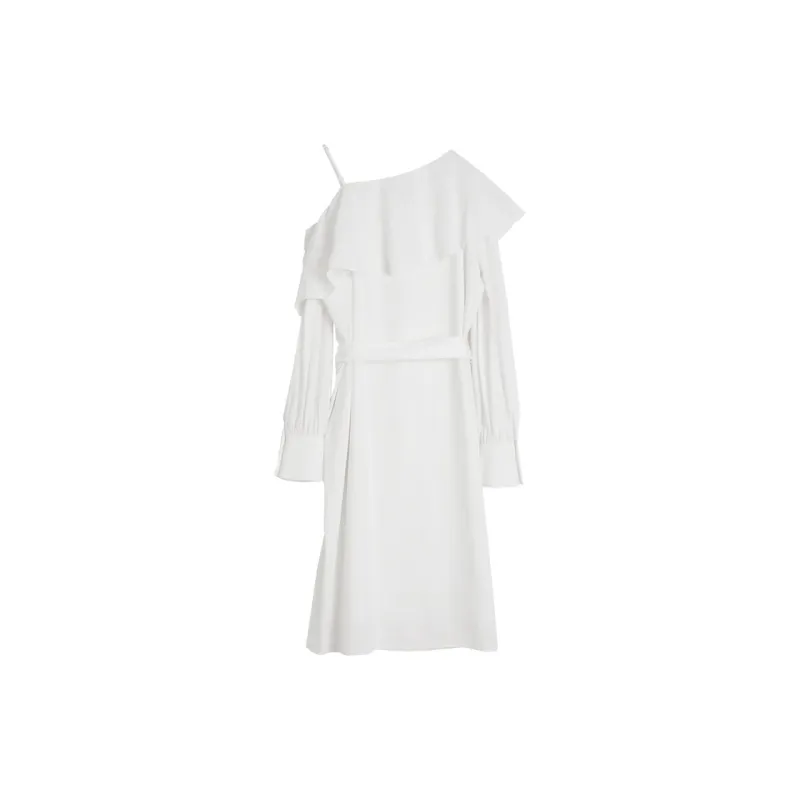ELLE Long Sleeved Dresses Women's White-1