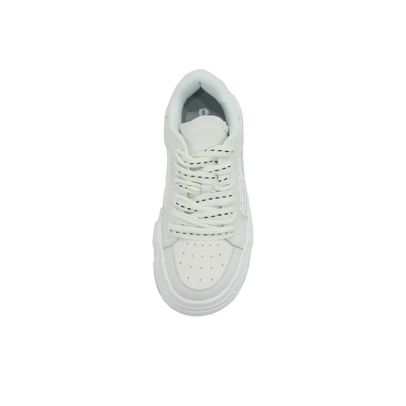 FARMER BOB Height Increasing Wear-Resistant Breathable Slip-Resistant Low-Top Skateboard Shoes Unisex White-3