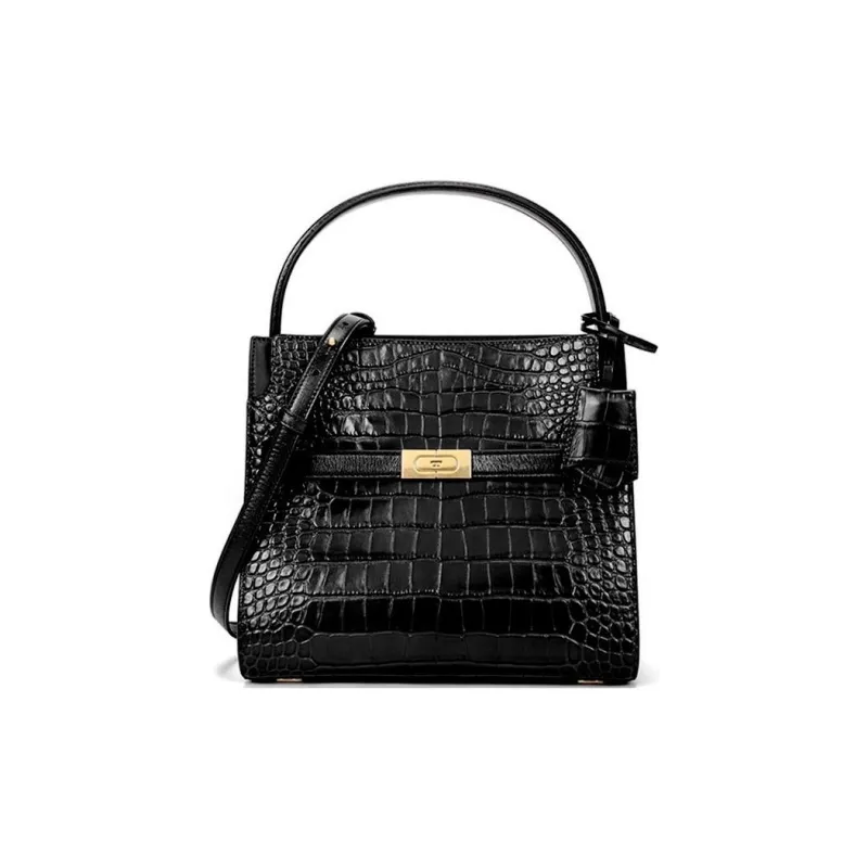 TORY BURCH Lee Radziwill Goatskin One Shoulder Handbag Trumpets Women's Black-0