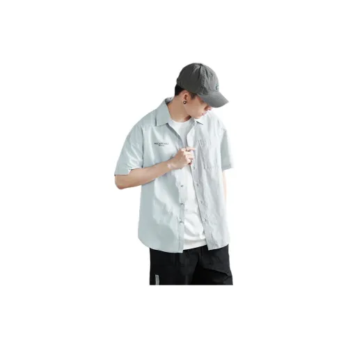 Tonlion Shirts Men Plain Gray