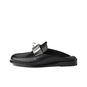 HERMES Closed Toe Slippers Women's Black