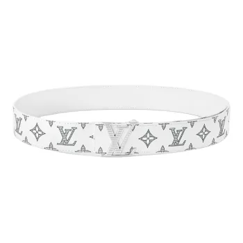 LOUIS VUITTON Leather Belts Men's White Width  4cm
