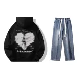 Set (Black Thin Sweatshirts+Vintage Blue Jeans)