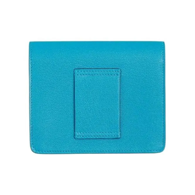 HERMES Roulis Mysore Goat Skin Fanny Pack Coin Purse Wallet Women's Blue-2