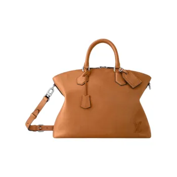 LOUIS VUITTON Lock ItCuir Millesime Calfskin Shoulder Bag, Crossbody Bag, Handbag Men's Tan