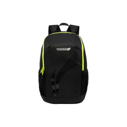 LINING Fitness Series Backpacks Black With Yellow Green Accents