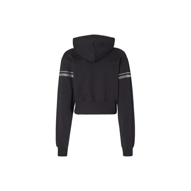GCDS Crystal embellished Cropped Cotton Hoodie-1