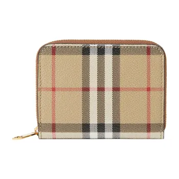 Burberry Patchwork Cow Leather Wallet Women's Beige