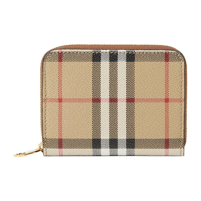 Burberry Patchwork Cow Leather Wallet Women's Beige-0