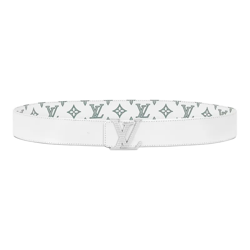 LOUIS VUITTON Leather Belts Men's White Width  4cm-1