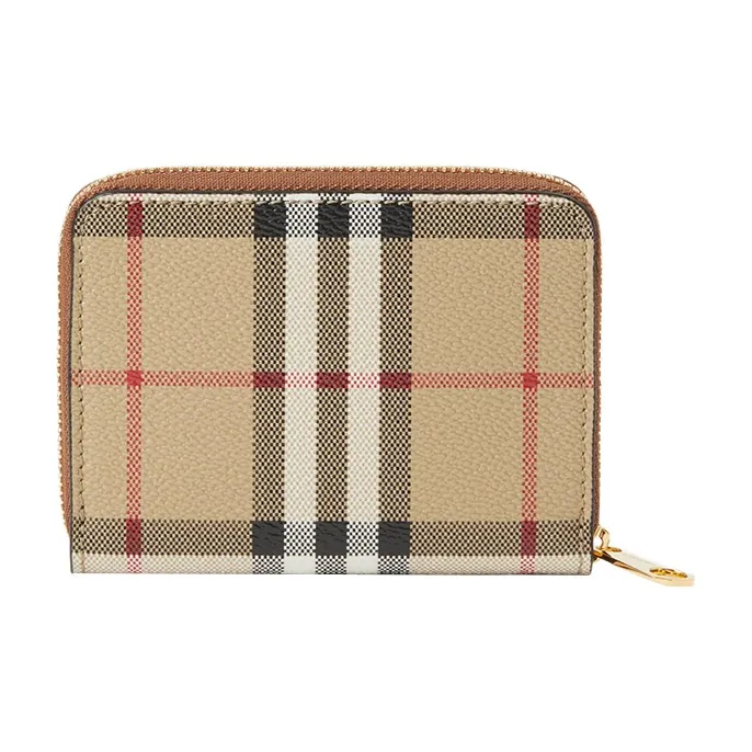 Burberry Patchwork Cow Leather Wallet Women's Beige-2