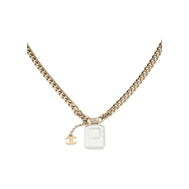 CHANEL Metal Rhinestone Necklaces Women's Gold-1