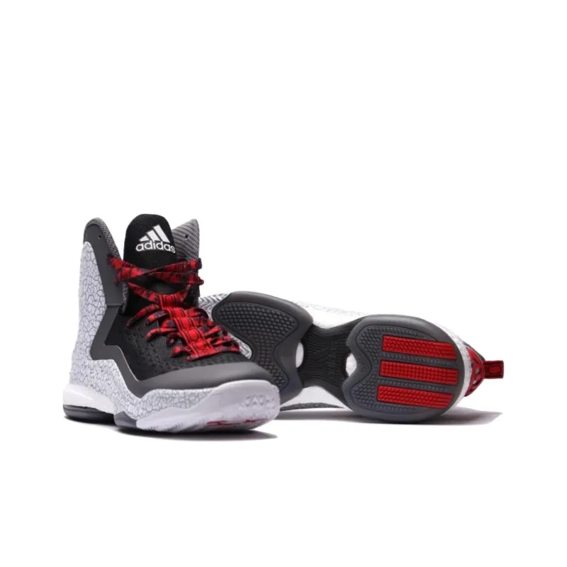 Adidas D Rose 5 Durable Breathable Mid Top Basketball Shoes Men's Black Gray-5