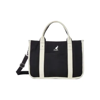 KANGOL Cotton Canvas Canvas Bag Tote Bag Shopping Bag Handbag Shoulder Bag Regular Women's Black & White
