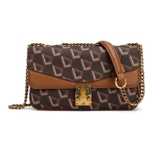 LMK PVC Casual White Collar Advanced Small Square Bag Crossbody Bag Shoulder Bag Women's Brown