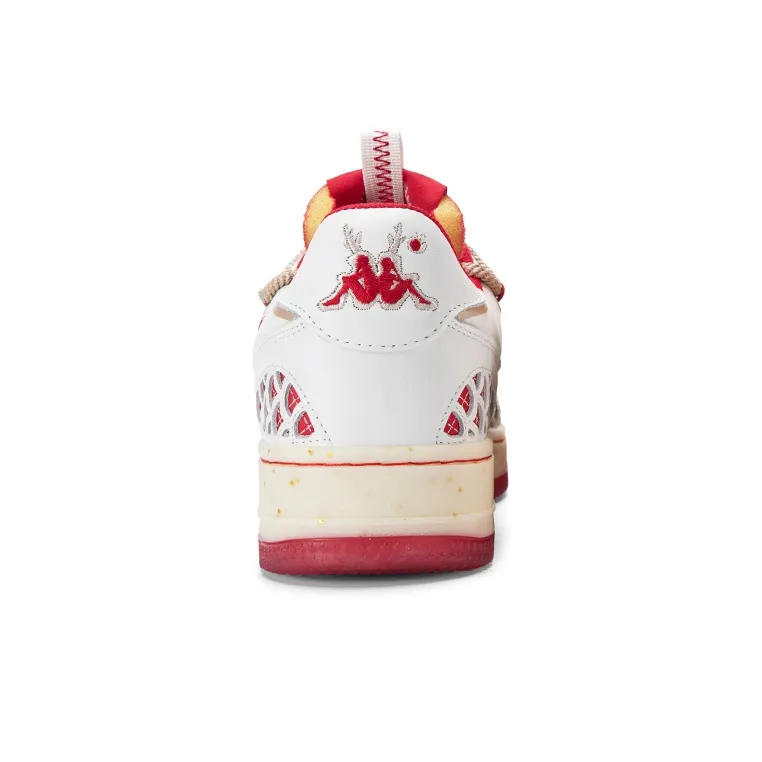 Kappa Anti Slip Wear Resistant Low Top Skateboard Shoes Unisex White Red-4