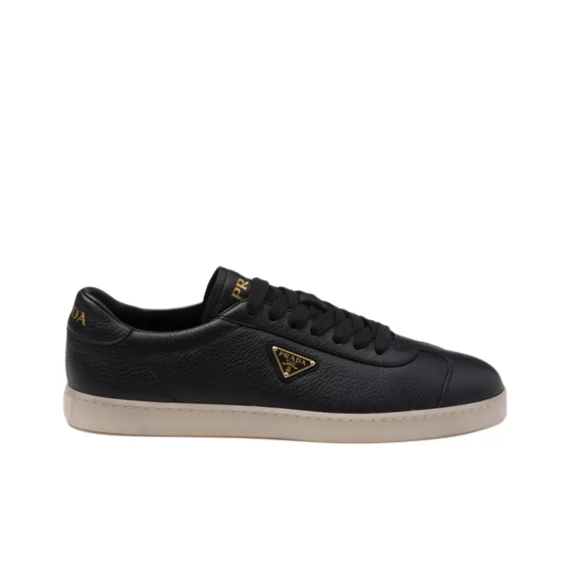 PRADA Triangle-logo Leather Sneakers-1