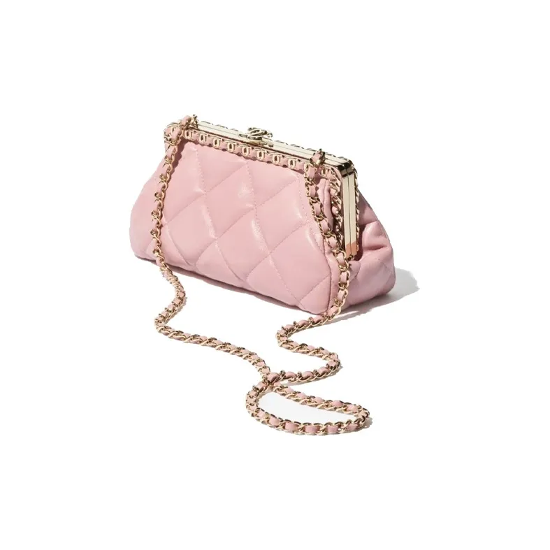 CHANEL Bright Lambskin Evening Clutch Bag Trumpets Women's Light Pink-1