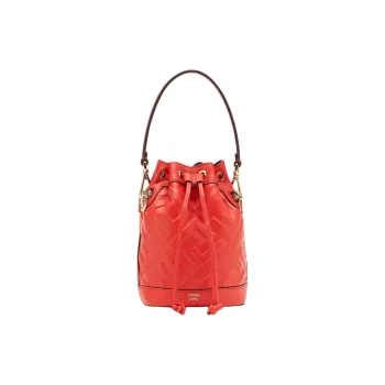 FENDI Mon Tresor Calfskin Bucket Bag Handbag Shoulder Bag Crossbody Bag Small Size Women's Red