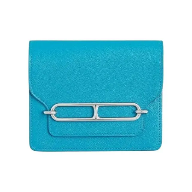 HERMES Roulis Mysore Goat Skin Fanny Pack Coin Purse Wallet Women's Blue-0