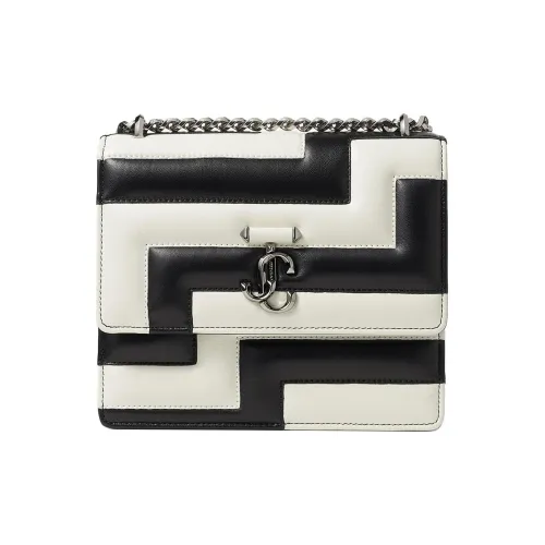 Jimmy Choo Avenue Leather Crossbody Bag Shoulder Bag Women's Black/Latte/Dark Silver