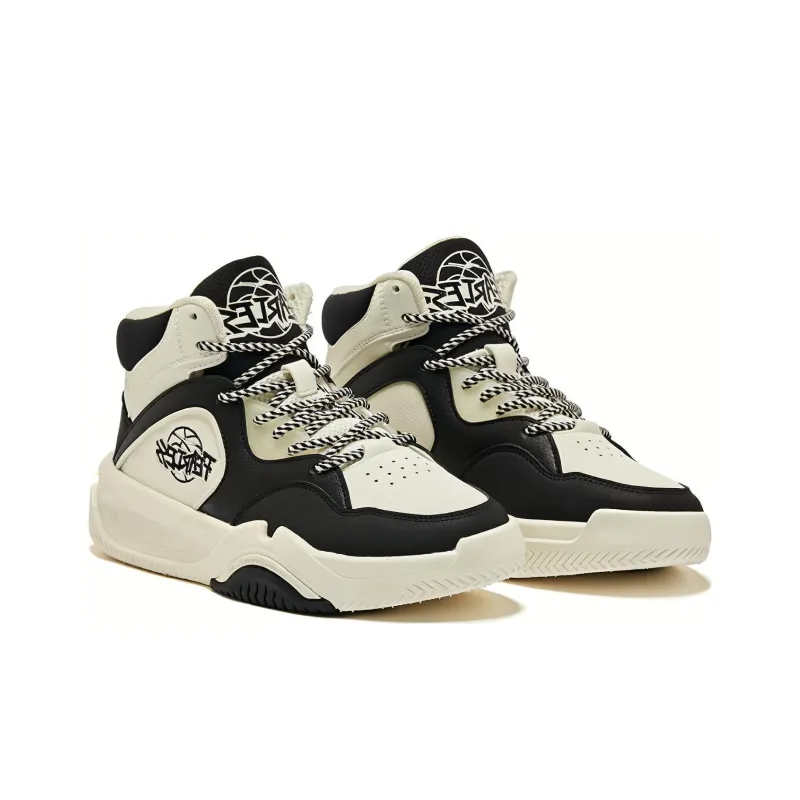 Erke DynaSky Wear-Resistant High-Top Skateboard Shoes Women's Ivory Recycling Gray-3