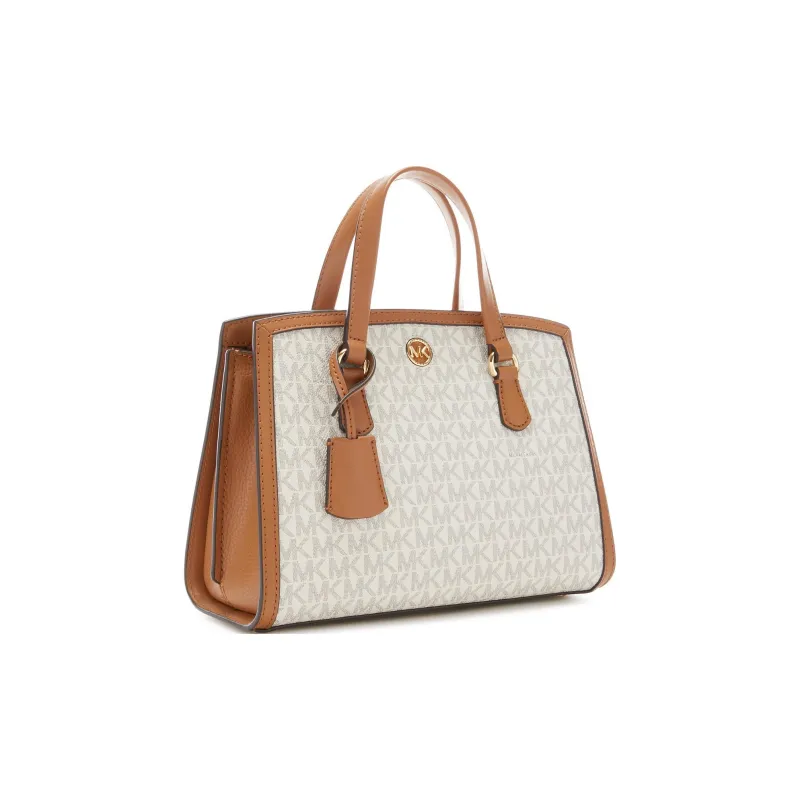 MICHAEL KORS Chantal Artificial Leather Shoulder Bag, Handbag Trumpets Women's Vanilla White/Acorn Brown-3