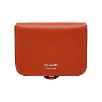 FERRAGAMO Calfskin Wallets Coin Purses Men's Red Clay