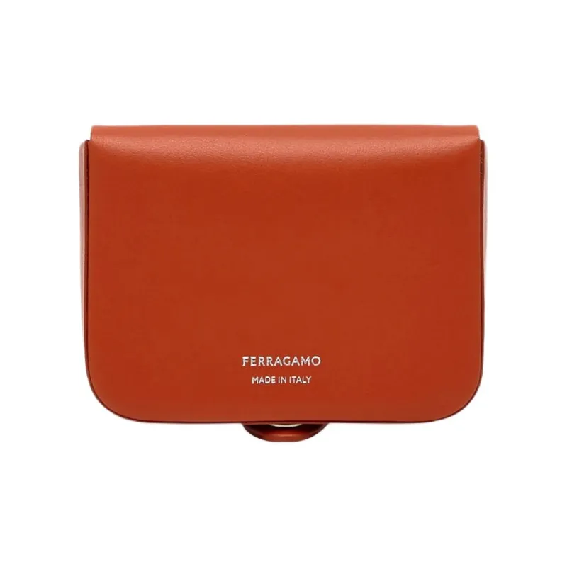 FERRAGAMO Calfskin Wallets Coin Purses Men's Red Clay-0