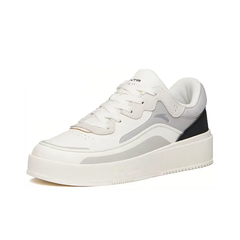 Anta Slip Resistant Water Resistant Cushioned Wear Resistant Low Top Skateboard Shoes Men's Ivory White Gray Black-2