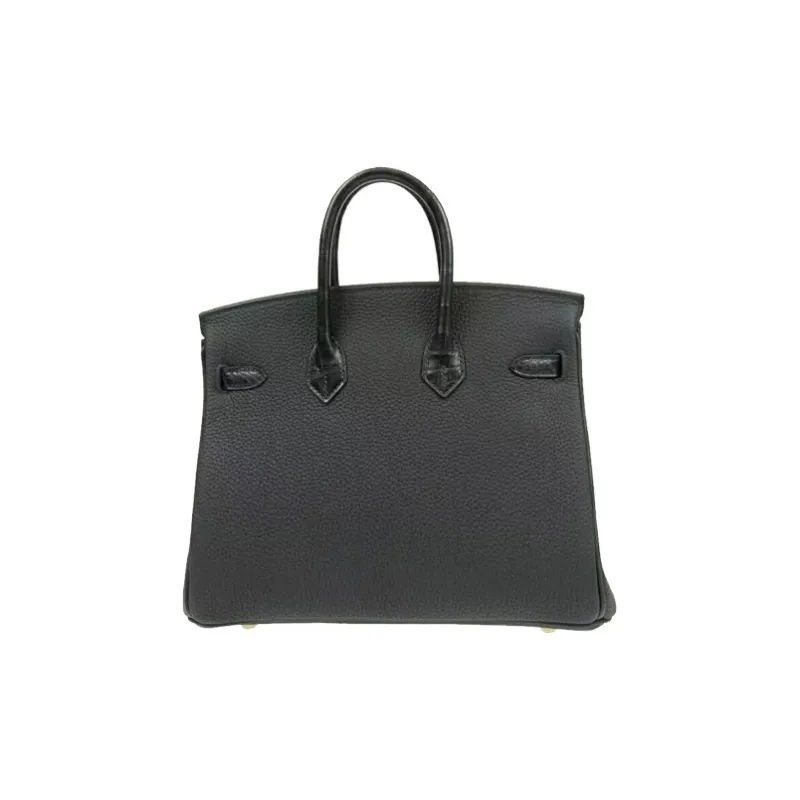 HERMES Birkin Matte Crocodile Leather With Togo Calfskin Birkin Bag Handbag 25 Women's Black-2