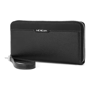 MEXICAN Cow Leather Wallet Clutch Regular Men's Black