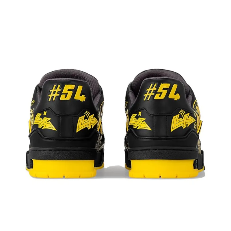LOUIS VUITTON Trainer Slip Resistant Low Top Skateboard Shoes Men's Black Yellow-3