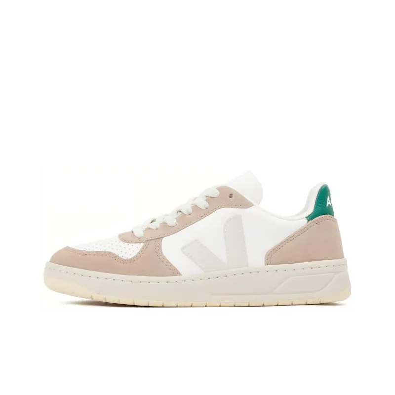 VEJA V 10 Chromfree Low Top Sneakers 'White Beige Green'-0