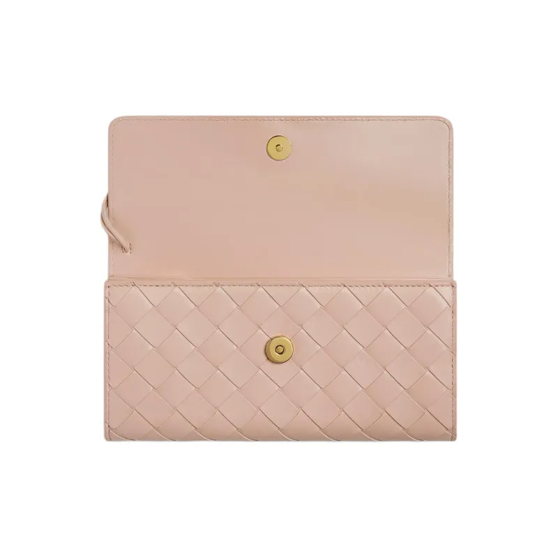 Bottega Veneta Lambskin Wallet Large Size Women's Lotus Colored-2