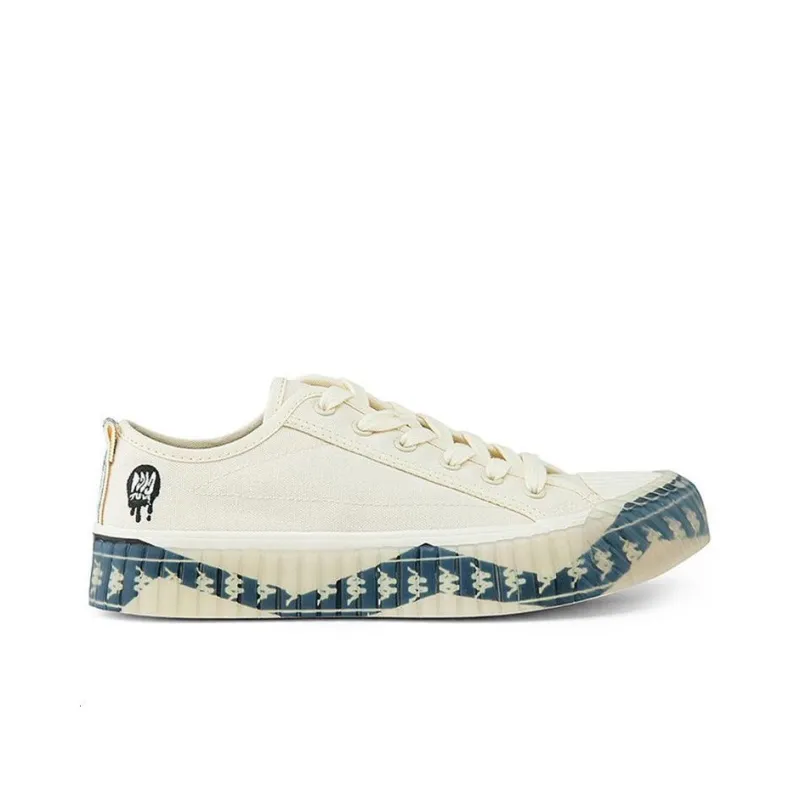 Kappa Anti-Slip And Wear-Resistant Lightweight Low-Top Canvas Shoes Unisex Beige White Blue-1