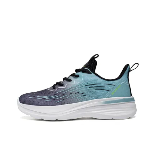 Warrior Students' Running Shoes Lightweight And Breathable Low Top Casual Shoes Men's Black Light Blue