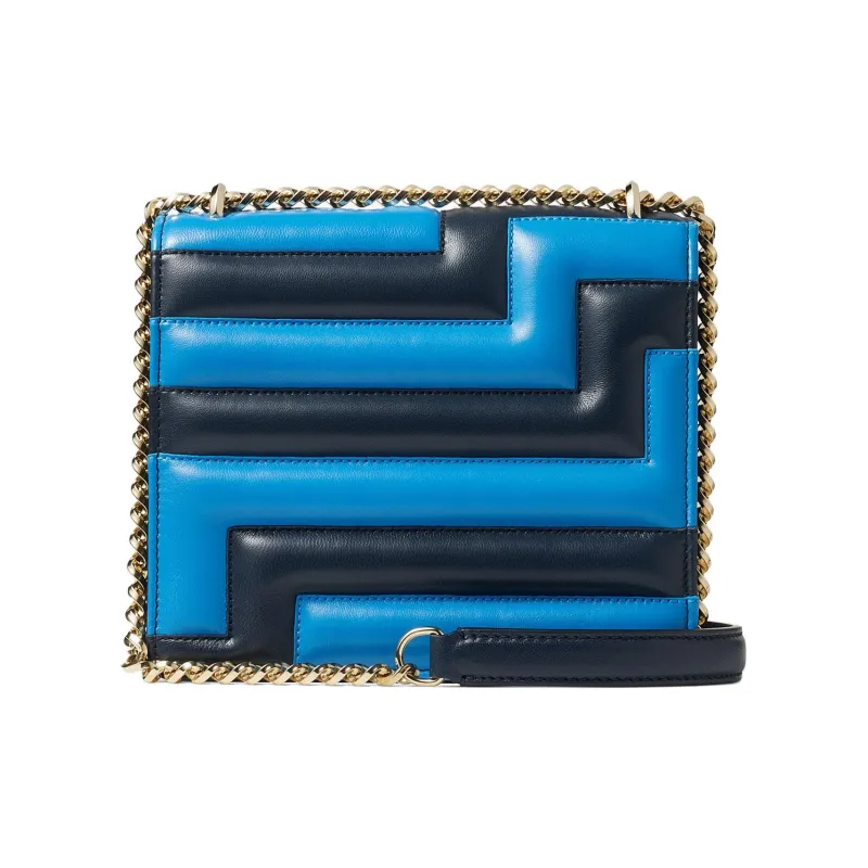 Jimmy Choo Avenue Leather Crossbody Bag Shoulder Bag Women's Dark Blue Sky Blue Light Gold-2