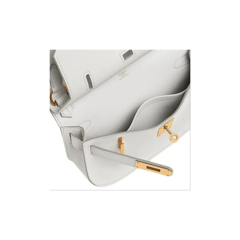 HERMES Jypsiere Evercolor Calfskin Gypsy Bag, Crossbody Bag, Shoulder Bag Women's White-3