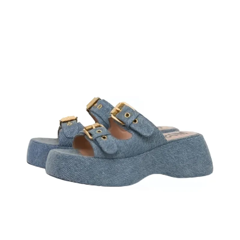 MOSCHINO Dolly 75mm Denim Mules-2