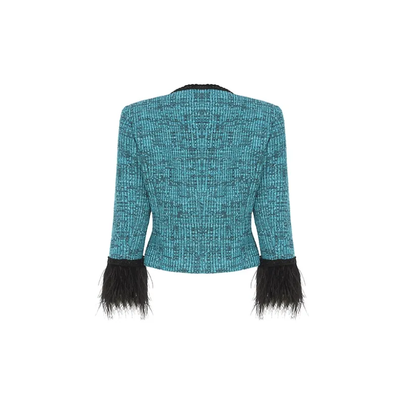 NANA JACQUELINE Cropped Coats Women's Blue-1