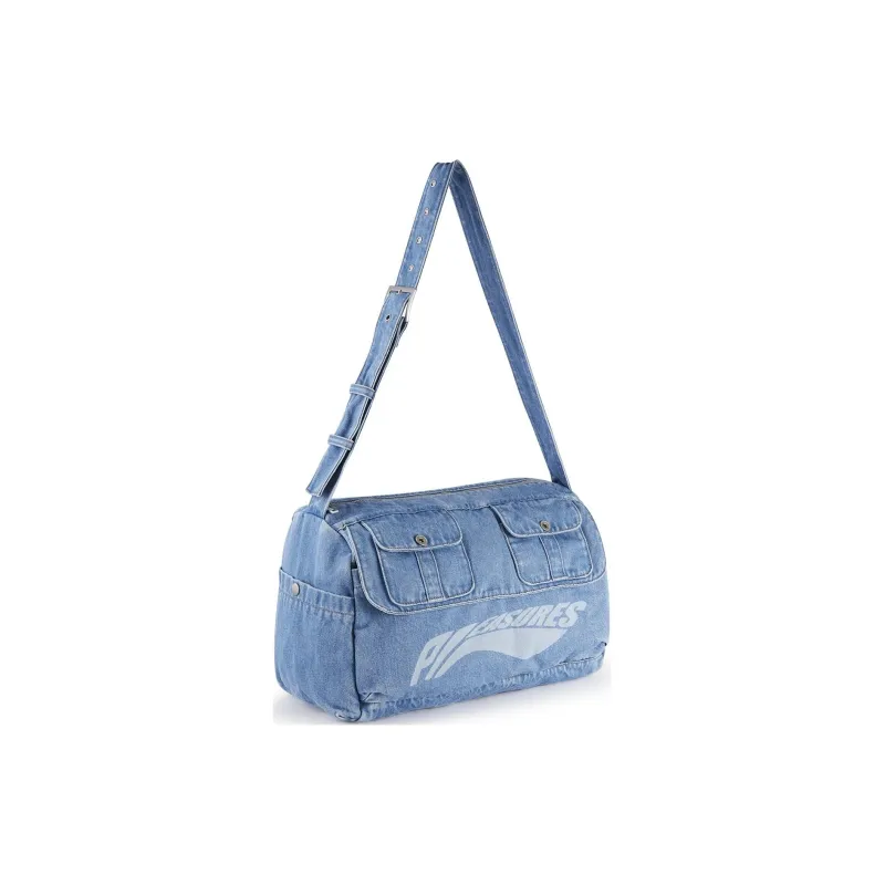 LiNing PLEASURES Collaboration Denim Shoulder Bag Crossbody Bag Regular Unisex Blue Denim Color-1