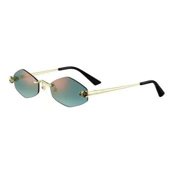 CARTIER Irregular Shape Sunglasses Unisex Gold