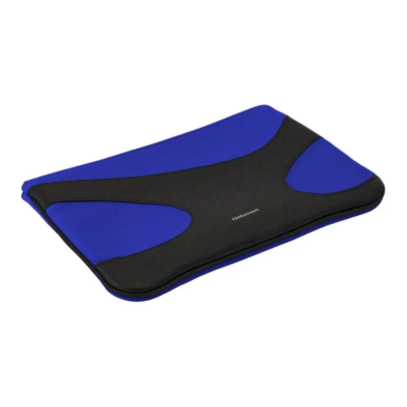 FERRAGAMO Stamped Calfskin Card Clip Card Holder Men's Blue Black-2